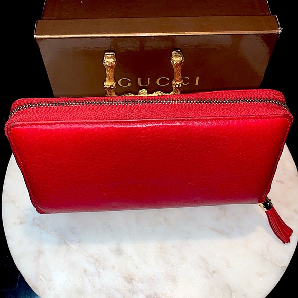 GUCCI SOHO TABASCO RED  ZIPPY WALLET LONG GG - Picture 9 of 15